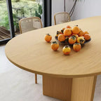 Grande table à manger ovale jaune style ferme de 79 po pour 6 à 8 personnes avec pieds en V pour salle à manger et salon