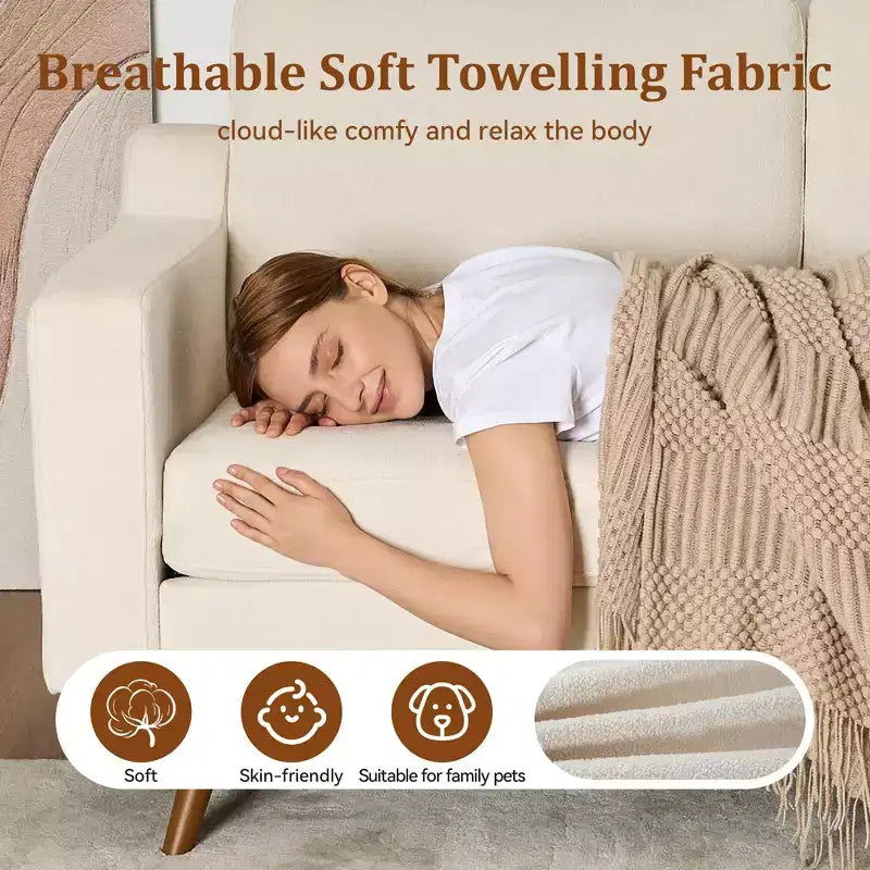 65.4 Canapé Deux Places Confortable pour Salon, Petit Canapé Moderne du Milieu du Siècle avec Coussins à Ressorts, Cadre en Bois Massif, Assemblage Sans Outil