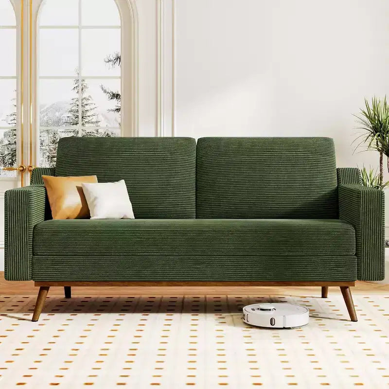 65.4 Canapé Deux Places Confortable pour Salon, Petit Canapé Moderne du Milieu du Siècle avec Coussins à Ressorts, Cadre en Bois Massif, Assemblage Sans Outil