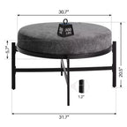 Ottoman de rangement rond 4,5, table basse et repose-pieds en tissu chenille pour salon avec pieds en métal et pieds réglables