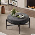 Bekrvio 4.5 Round Storage Ottoman, Chenille Fabric Coffee Table & Foot Rest for Living Room with Metal Legs & Adjustable Feet