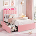 Full Size Bed Frame with Chic Wavy Headboard, Kids Bed Frame with 2 Drawers, Boucle Upholstered Platform Bed for Girls