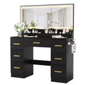 Vanity Desk with Large Mirror and Lights, 45.9In Makeup Vanity Desk, 3 Lighting Modes Adjustable Brightness, Vanity Table with Power Outlet &8 Drawers
