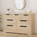 CuisinSmart 7 Drawer Dresser, Wood Chest of Drawers with Embedded Handles, Dresser Organizer for Living Room, Nursery, Hallway and Entryway
