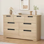 Commode à 7 tiroirs, en bois, avec poignées encastrées, Organisateur de commode pour salon, chambre d'enfant, couloir et entrée