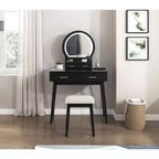 Table de toilette de luxe avec magnifique miroir et lumières, coiffeuse de rangement avec tiroirs et tabouret, ensemble de table de maquillage de princesse pour chambres à coucher