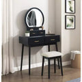 Okak Luxury Vanity Table with Beautiful Mirror & Lights,Storage Dressing Desk with Drawers & Stool,Princess Makeup Table Set for Bedrooms