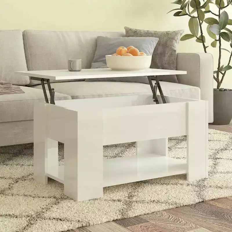 Coffee Table High gloss white Engineered wood Medium Convertible