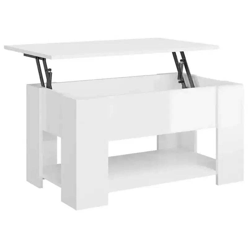 Table basse Blanc brillant Bois d'ingénierie Medium Convertible