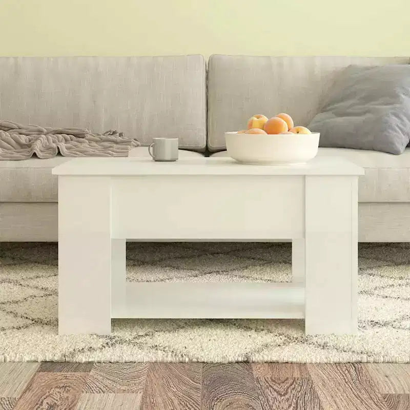 Table basse Blanc brillant Bois d'ingénierie Medium Convertible