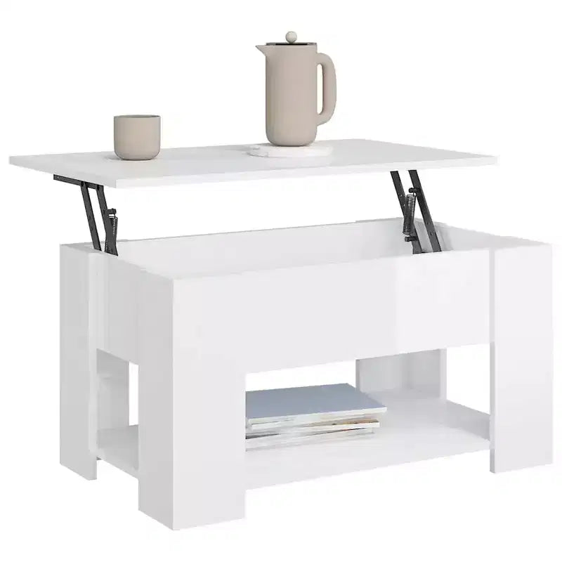 Table basse Blanc brillant Bois d'ingénierie Medium Convertible
