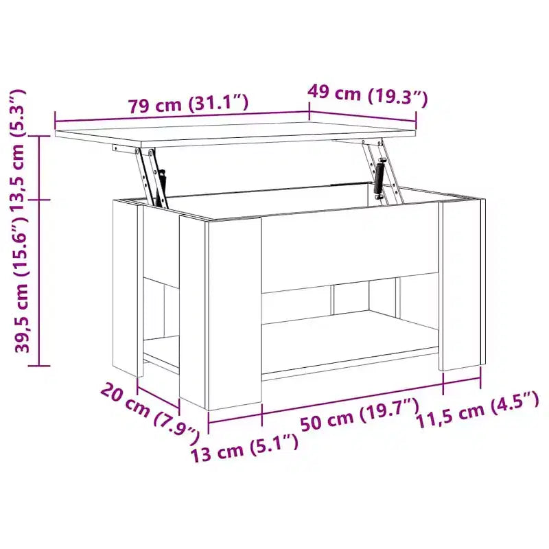 Table basse Blanc brillant Bois d'ingénierie Medium Convertible