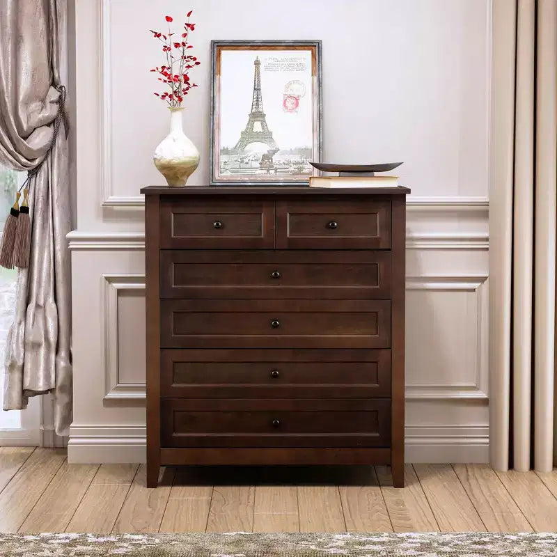 Commode en bois massif laqué avec poignées rondes rétro, capacité de 72 kg, table console pour salle à manger/salon