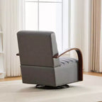 Fauteuil pivotant rembourré de style Mid-Century avec accoudoirs en bois massif, fauteuil d'appoint décontracté pour salons, zones de relaxation