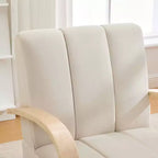 Fauteuil pivotant rembourré de style Mid-Century avec accoudoirs en bois massif, fauteuil d'appoint décontracté pour salons, zones de relaxation
