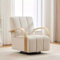 Okak Mid-Century Upholstered Swivel Lounge Chair with Solid Wood Armrests,Leisure Accent Chair for Living Rooms,Relaxation Areas