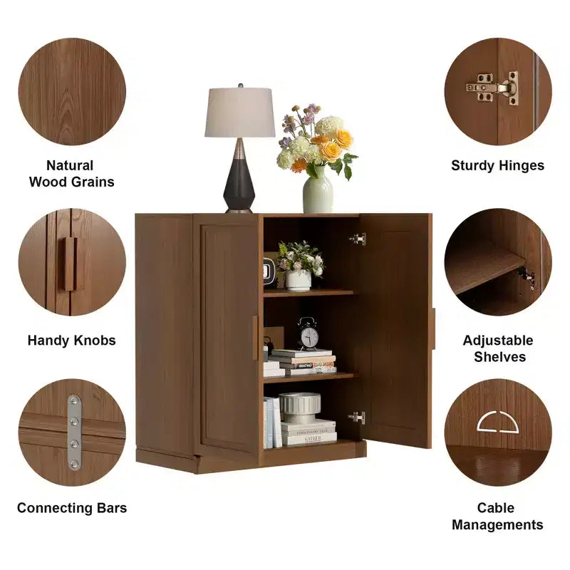 Meuble de Rangement d'Appoint avec Étagères Réglables, Buffet – 36H x 31L