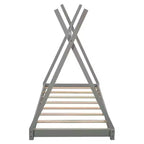 Cadre de lit double en bois pour garçons et filles, lit plateforme Montessori de taille double au ras du sol en forme de tente, cadre de lit cabane
