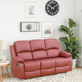 MAYEERTY Power Reclining Sofa, Electric 3-Seat Leather Recliner with Reversible Coffee Table for Living Room, Red