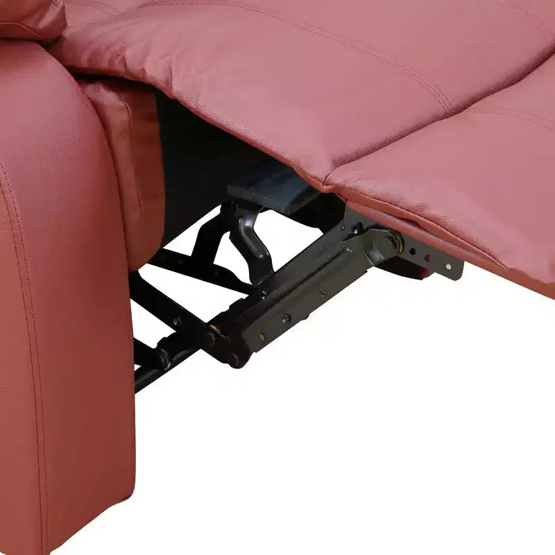 Canapé inclinable électrique, fauteuil inclinable en cuir à 3 places avec table basse réversible pour salon, rouge