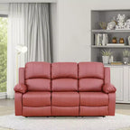 Canapé inclinable électrique, fauteuil inclinable en cuir à 3 places avec table basse réversible pour salon, rouge