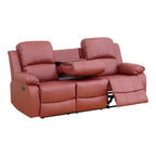 Canapé inclinable électrique, fauteuil inclinable en cuir à 3 places avec table basse réversible pour salon, rouge