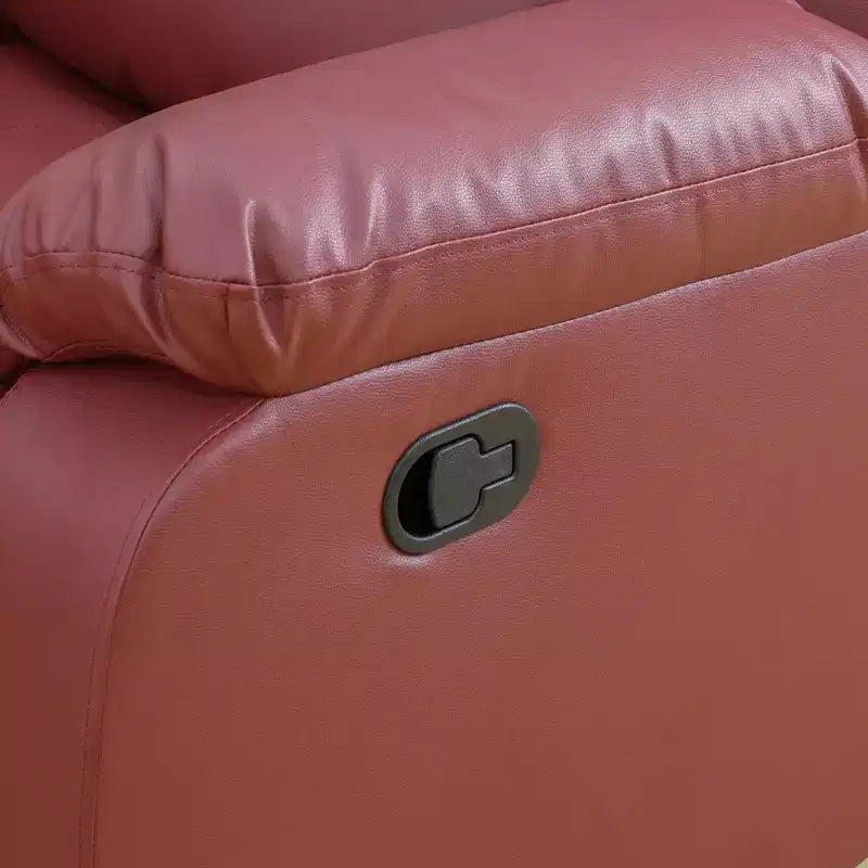 Canapé inclinable électrique, fauteuil inclinable en cuir à 3 places avec table basse réversible pour salon, rouge