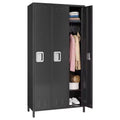 3-Door Metal Locker with 9 Hooks and 3 Shelves, Employee Metal Locker, 72 High Steel Locker for Home, Office, Gym, School, Assembly Required, Black