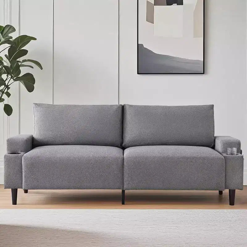 Acekool 81 Comfort Loveseat Sofa, 3-Seater with Cup Holders & Storage Pockets, Deep Cushions for Living Room, Bedroom