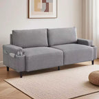 Canapé causeuse confort 81", 3 places avec porte-gobelets et poches de rangement, coussins moelleux pour salon, chambre à coucher