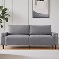 Canapé causeuse confort 81", 3 places avec porte-gobelets et poches de rangement, coussins moelleux pour salon, chambre à coucher