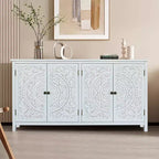 Buffet de rangement en bois de sapin de style transitionnel de 60,00 po avec 4 portes