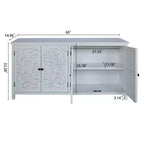 Buffet de rangement en bois de sapin de style transitionnel de 60,00 po avec 4 portes