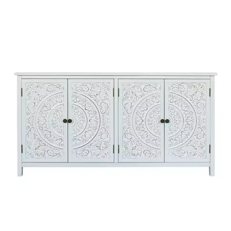 Buffet de rangement en bois de sapin de style transitionnel de 60,00 po avec 4 portes