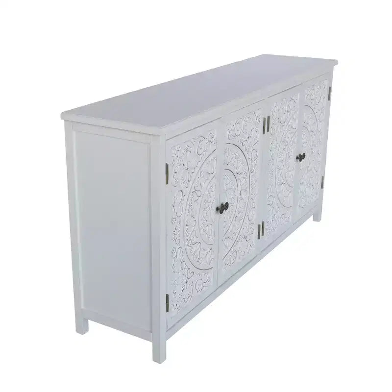 Buffet de rangement en bois de sapin de style transitionnel de 60,00 po avec 4 portes