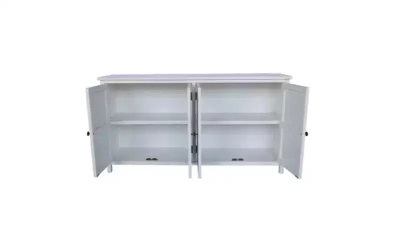 Buffet de rangement en bois de sapin de style transitionnel de 60,00 po avec 4 portes