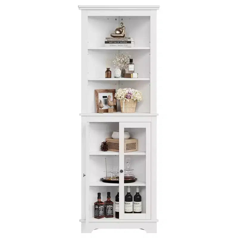Armoire d'angle haute 63", armoire de rangement autoportante à 6 niveaux, armoire de salle de bain d'angle, armoire de garde-manger pour cuisine, salon, salle de bain