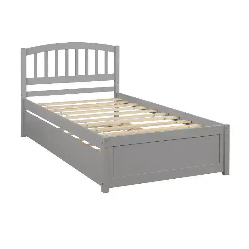 Lit plateforme double avec lit gigogne, cadre de lit double en bois avec tête de lit pour chambre à coucher