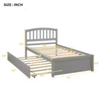 Lit plateforme double avec lit gigogne, cadre de lit double en bois avec tête de lit pour chambre à coucher