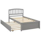 Lit plateforme double avec lit gigogne, cadre de lit double en bois avec tête de lit pour chambre à coucher