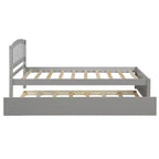 Lit plateforme double avec lit gigogne, cadre de lit double en bois avec tête de lit pour chambre à coucher
