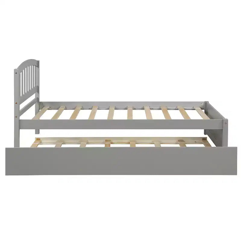 Lit plateforme double avec lit gigogne, cadre de lit double en bois avec tête de lit pour chambre à coucher