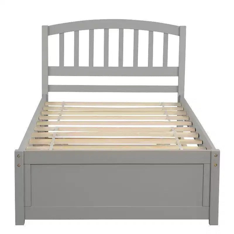Lit plateforme double avec lit gigogne, cadre de lit double en bois avec tête de lit pour chambre à coucher