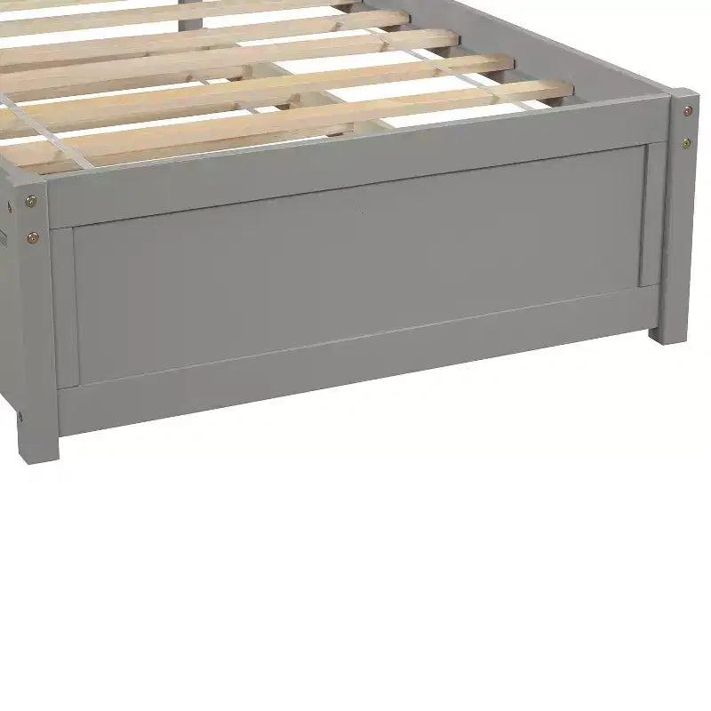 Lit plateforme double avec lit gigogne, cadre de lit double en bois avec tête de lit pour chambre à coucher