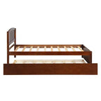 Lit plateforme double avec lit gigogne, cadre de lit double en bois avec tête de lit pour chambre à coucher