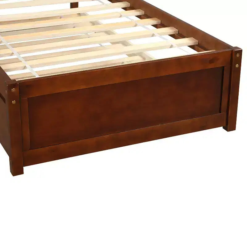 Lit plateforme double avec lit gigogne, cadre de lit double en bois avec tête de lit pour chambre à coucher