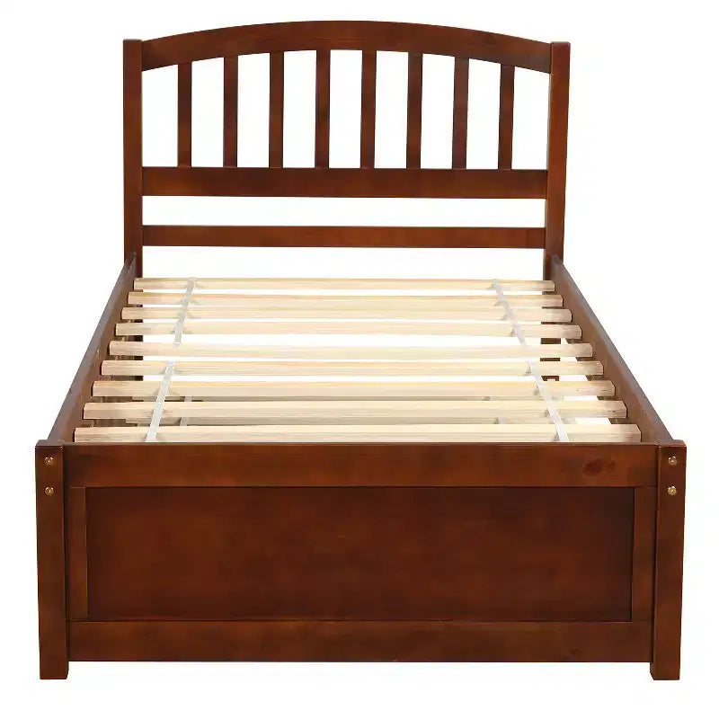 Lit plateforme double avec lit gigogne, cadre de lit double en bois avec tête de lit pour chambre à coucher