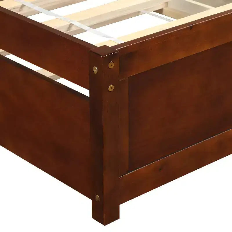 Lit plateforme double avec lit gigogne, cadre de lit double en bois avec tête de lit pour chambre à coucher