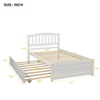 Lit plateforme double avec lit gigogne, cadre de lit double en bois avec tête de lit pour chambre à coucher