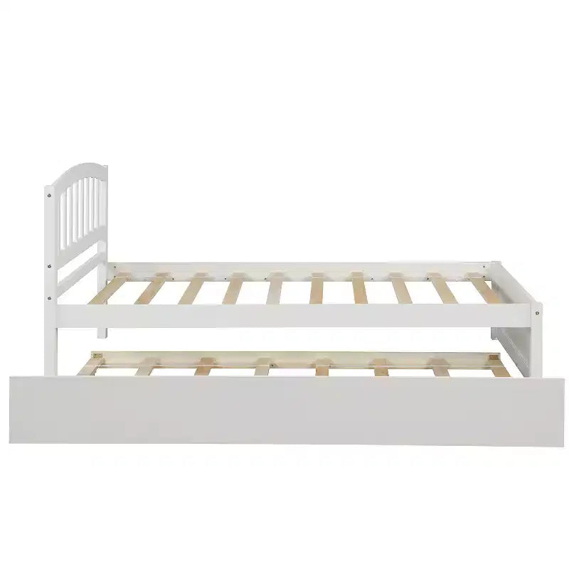 Lit plateforme double avec lit gigogne, cadre de lit double en bois avec tête de lit pour chambre à coucher